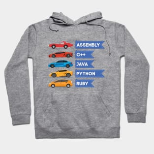 C++ Java Python Ruby Language Car Comparison Hoodie